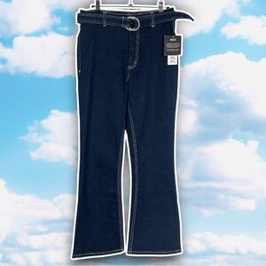 NWT BDG Belted Cropped Kick Flares Raw Indigo Wash Retro 70s Hippie Festival 27